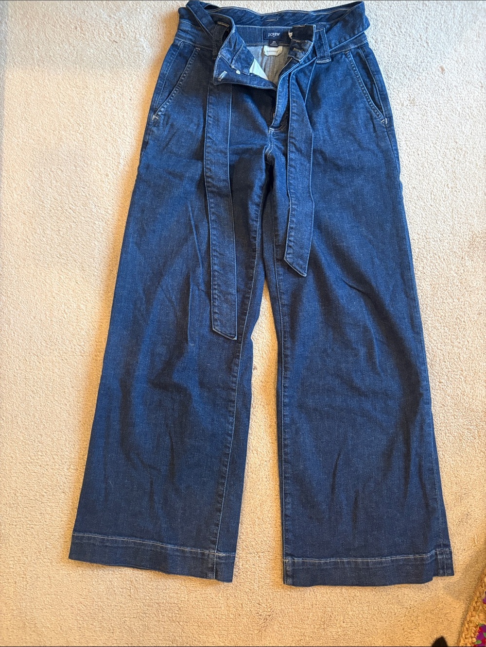 J. Crew Factory Paperbag Wide-Leg High-Rise Tie-Waist Jeans - Picture 2 of 4